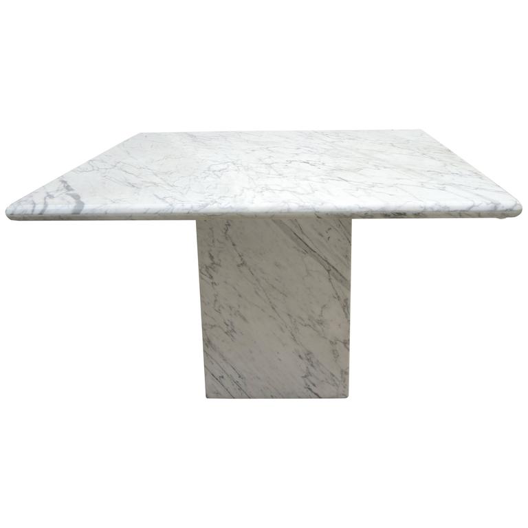 MidCentury Modern Minimalist Italian White Carrara Marble Pedestal