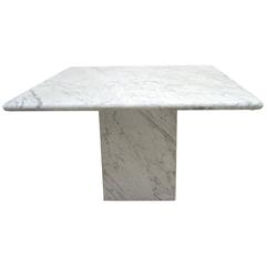 Mid-Century Modern Minimalist Italian White Carrara Marble Pedestal Dining Table 3
