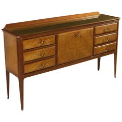 Cabinet Mahogany Veneer Back-Treated Glass Brass Vintage, Italy, 1950s 8