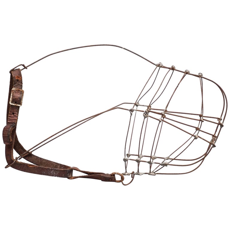 Early 20th Century Primitive Leather and Wire Greyhound Dog Race Muzzle