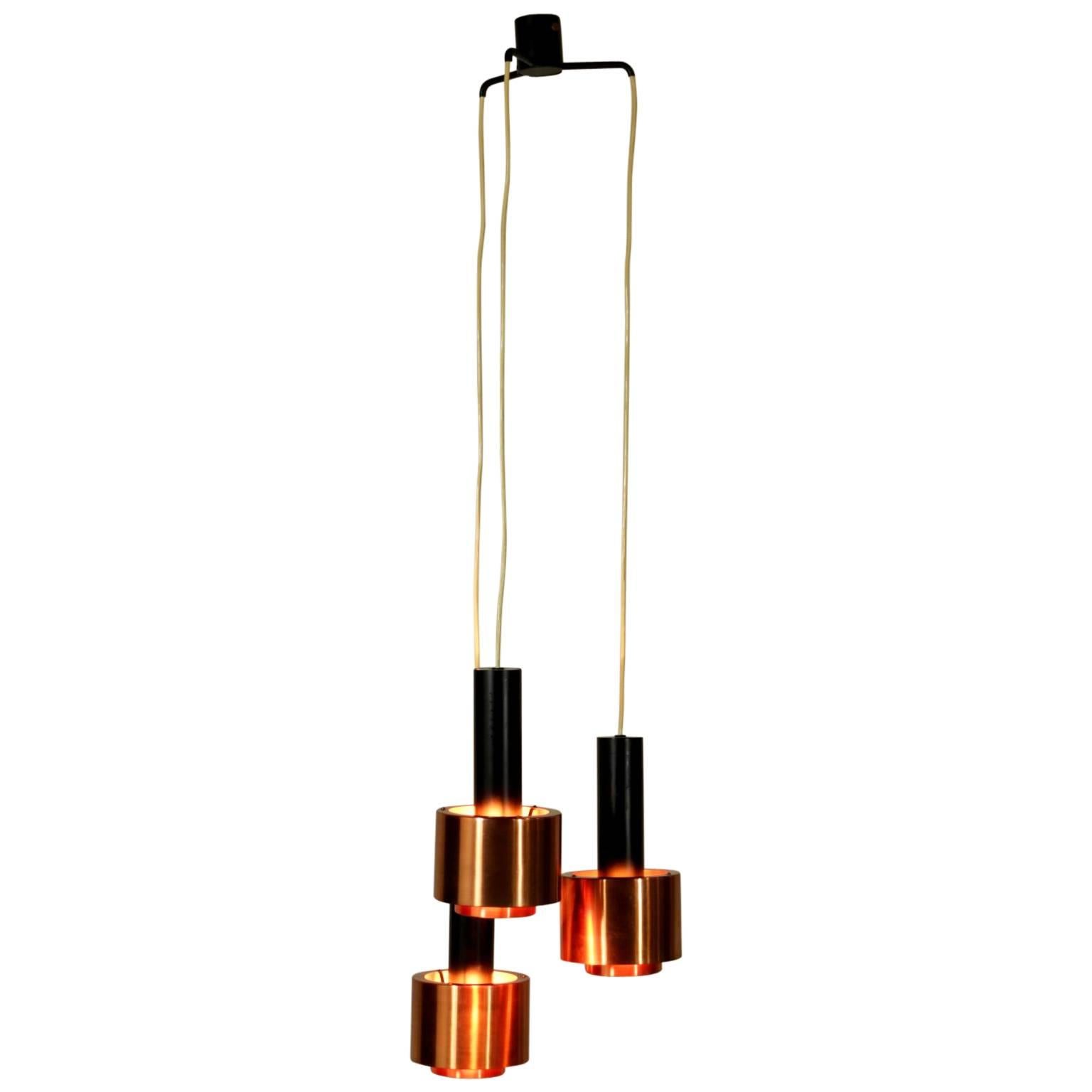 Stilnovo Hanging Lamp Lacquered Aluminium Copper Vintage, Italy, 1960s