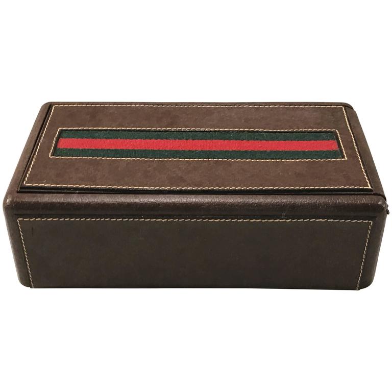 Gucci Leather Mens Jewelry or Watch Box with Divided Interior at 1stDibs | gucci  watch box, mens jewelry box for watches