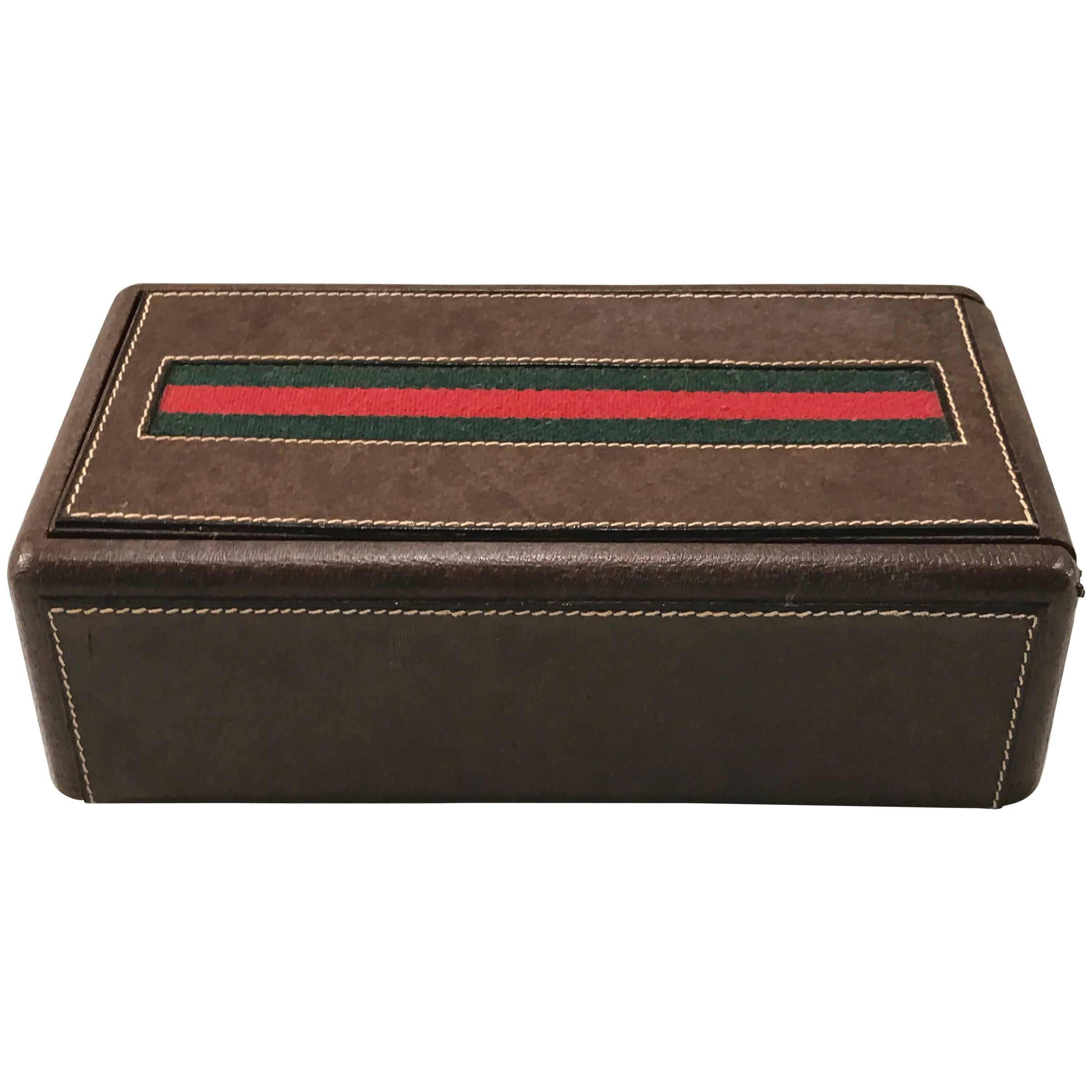Gucci Leather Mens Jewelry or Watch Box with Divided Interior