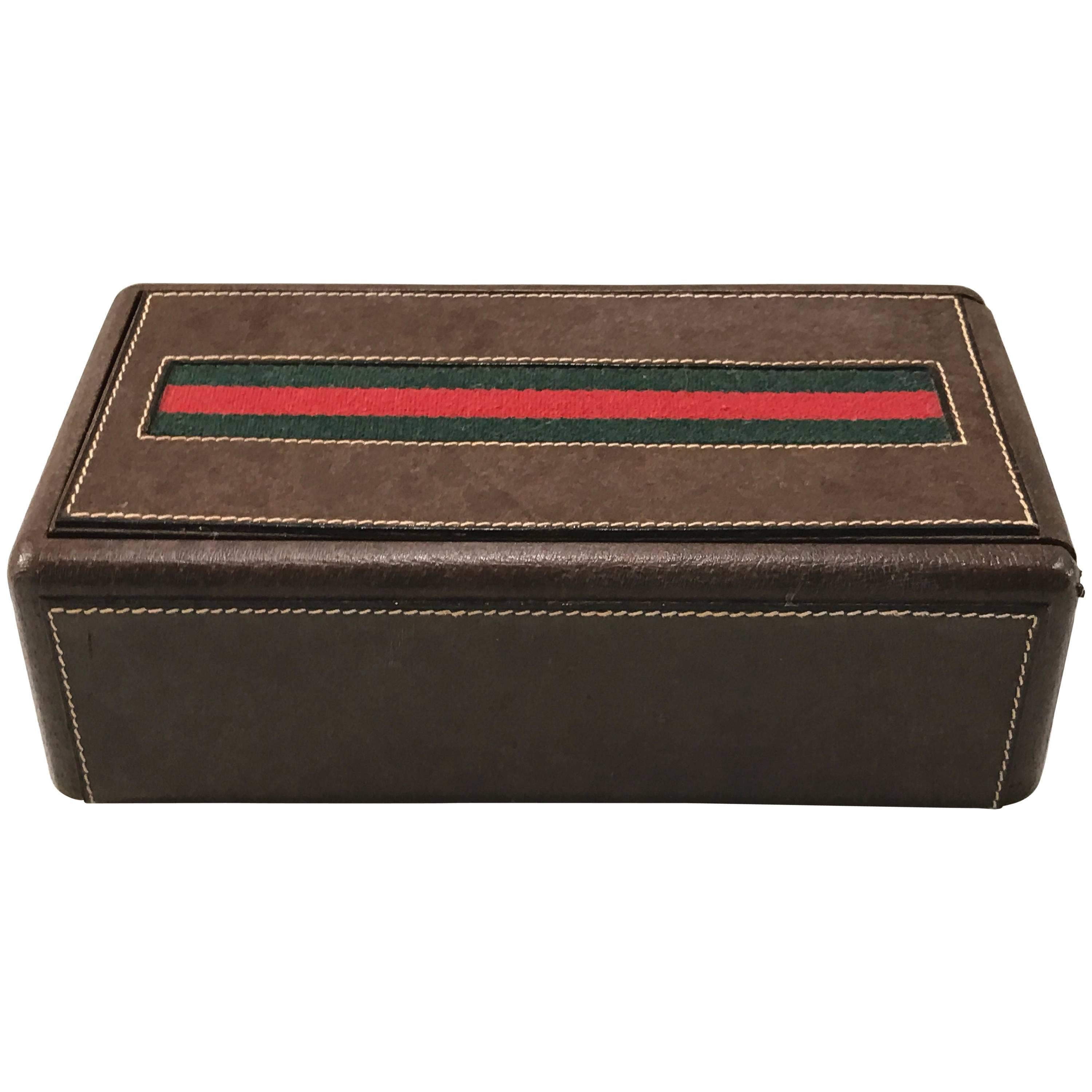 Gucci Boîte à bijoux ou à montres pour hommes en cuir avec intérieur divisé