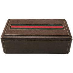 Vintage Gucci Leather Mens Jewelry or Watch Box with Divided Interior