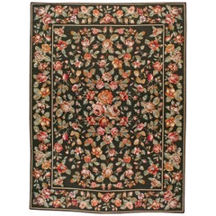 Tapis portugais vintage de 9' x 12':: taille de chambre:: avec points d'aiguille