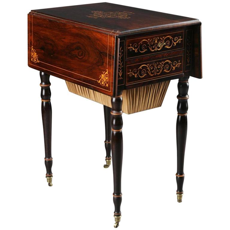 19th Century Empire English Sewing Table For Sale at 1stdibs