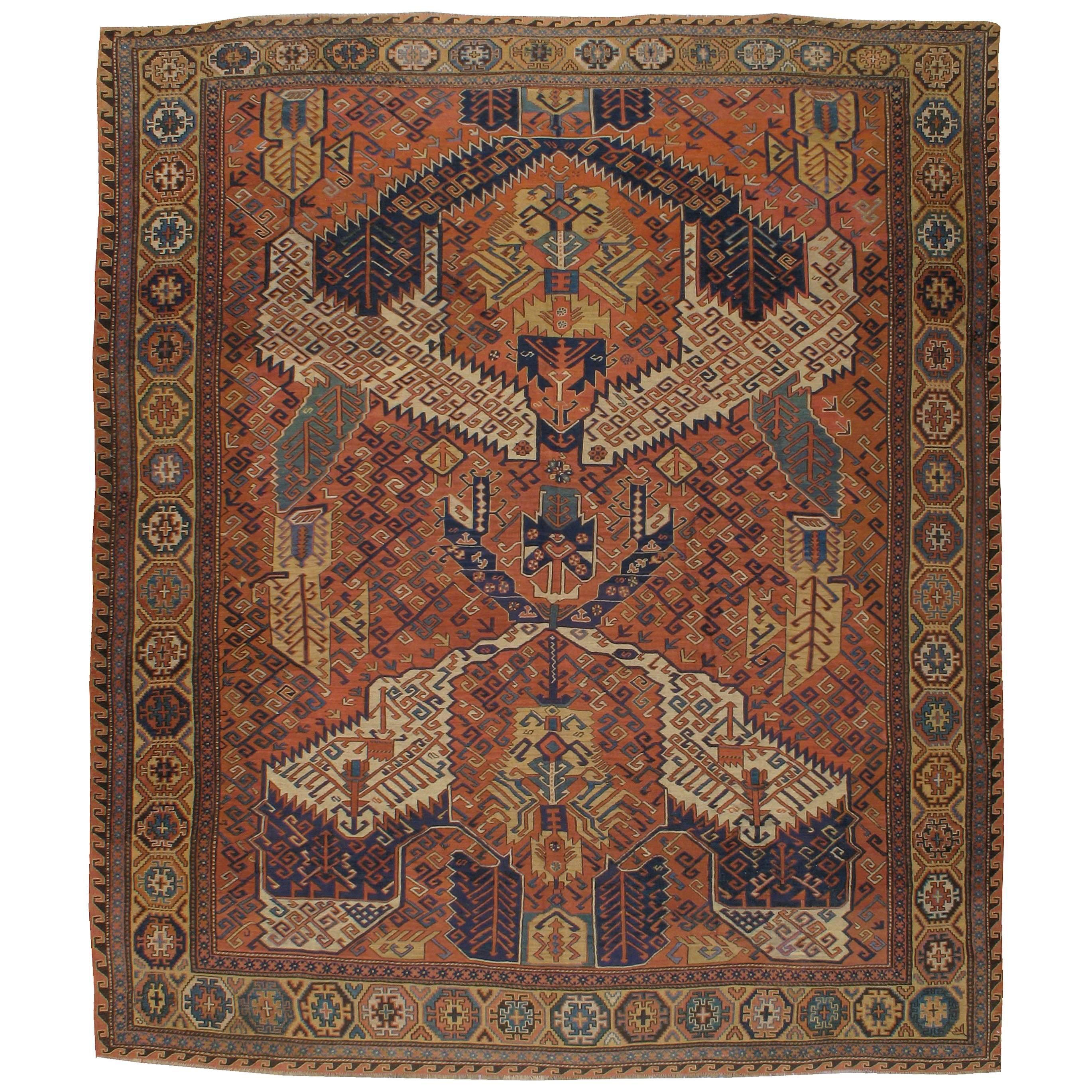 Antique Caucasian Flat-Weave Soumak Rug