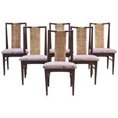 Eight Newly Upholstered Dining Chairs, France, 1950s