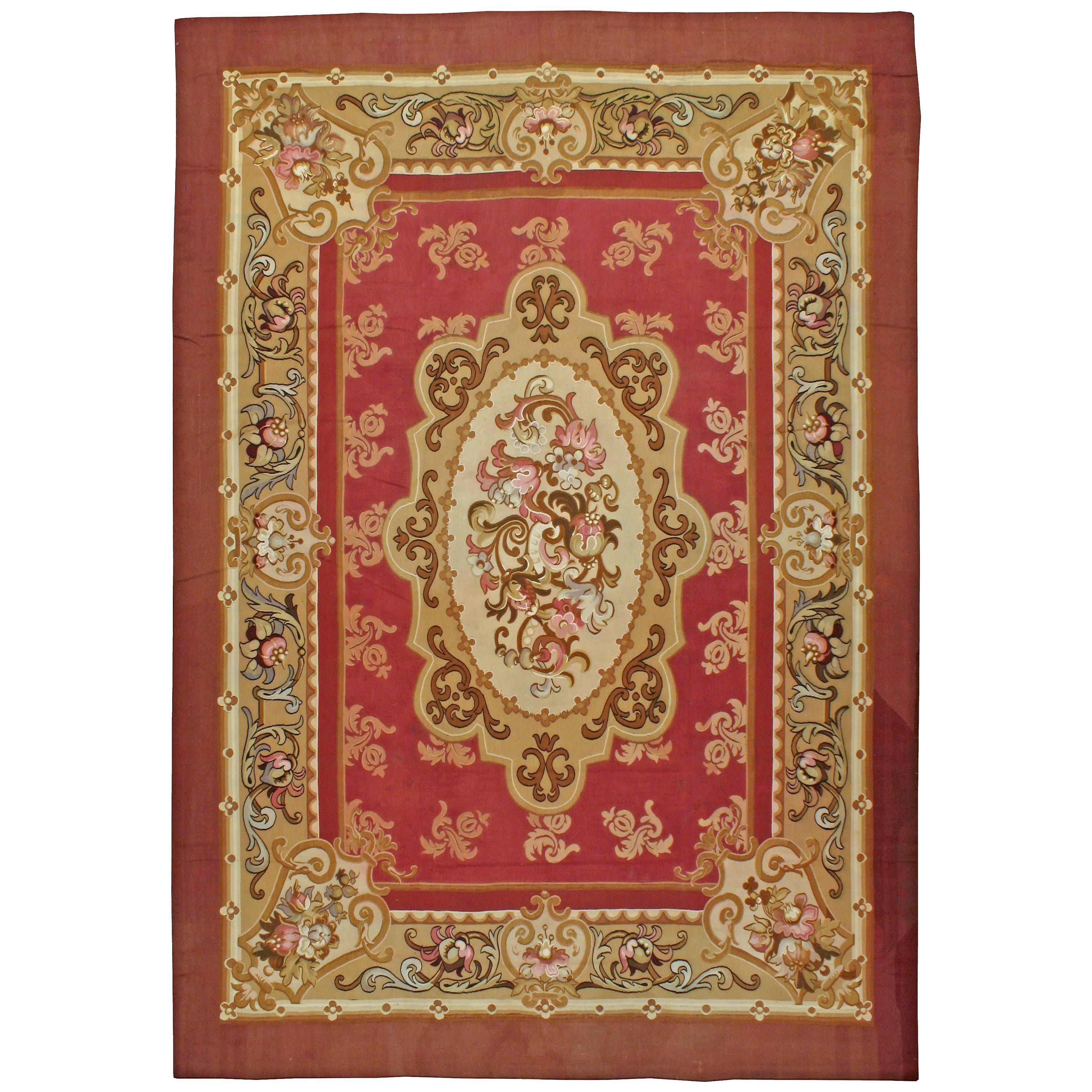 Antique French Aubusson Rug For Sale