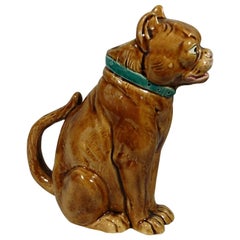 19th Century Majolica Brown Bulldog Pitcher George Dreyfus