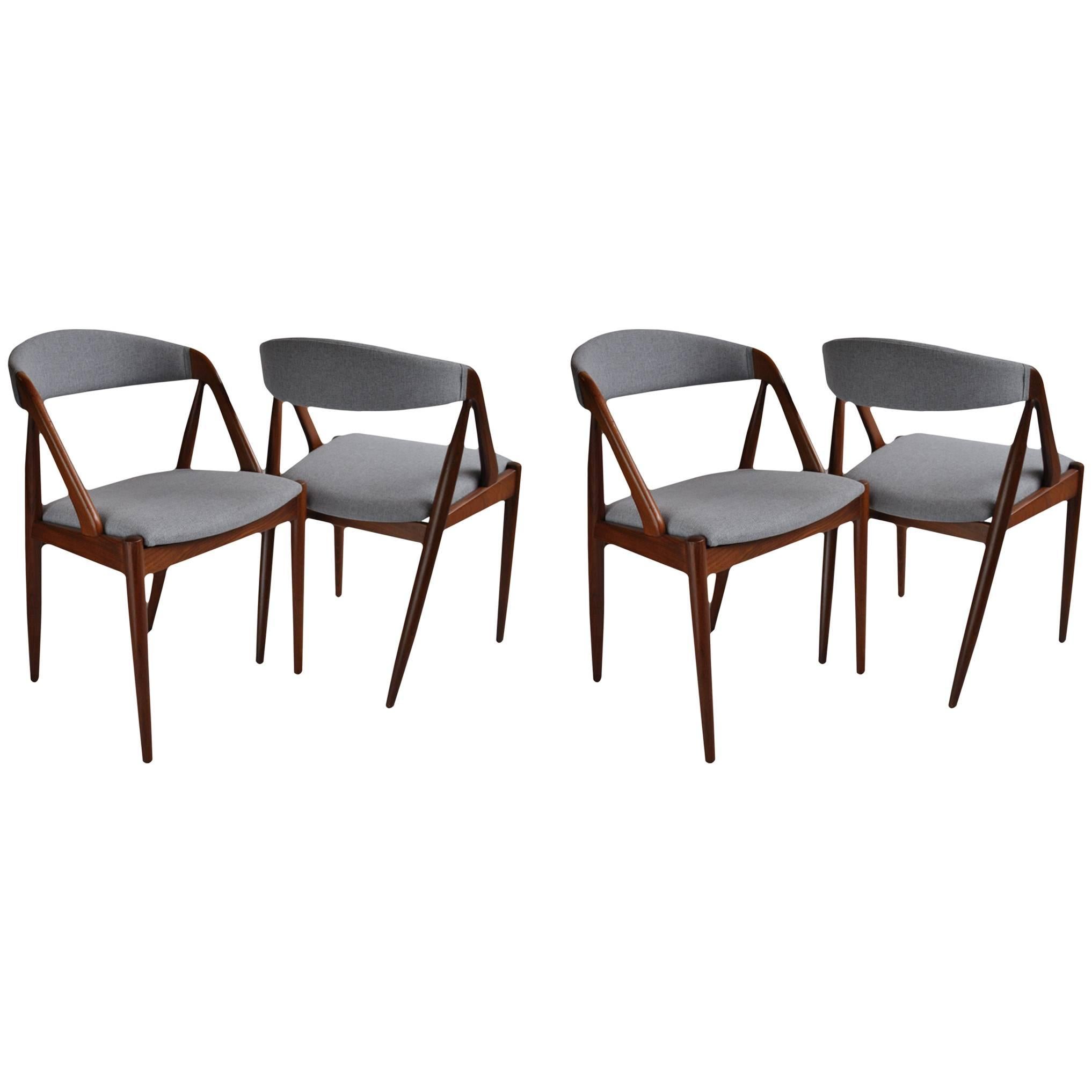 Set of Four Fully Restored and Reupholstered Kai Kristiansen Model 31 Chairs