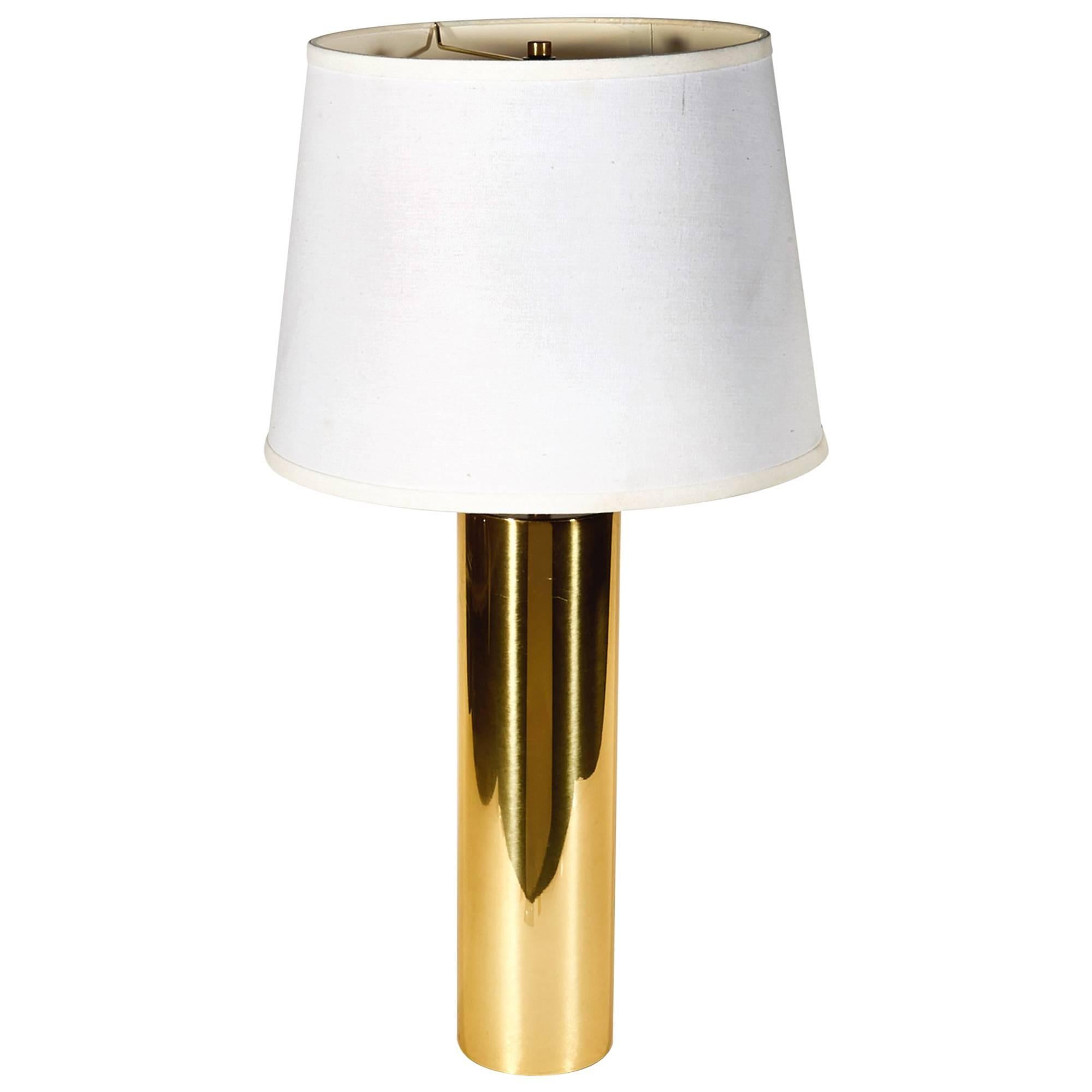 1970s George Kovacs Brass Cylindrical Table Lamp For Sale