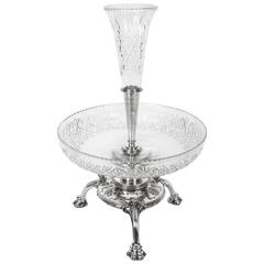 Antique Art Nouveau Silver Plate and Cut-Glass Centrepiece, circa 1890