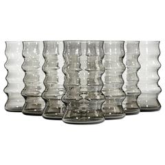 Mid-Century Modern Set of Eight Smoked Glass Tumblers