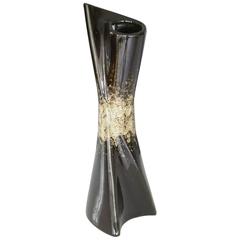 Black Glazed Ceramic Vase in a Twisted Conic Shape 8