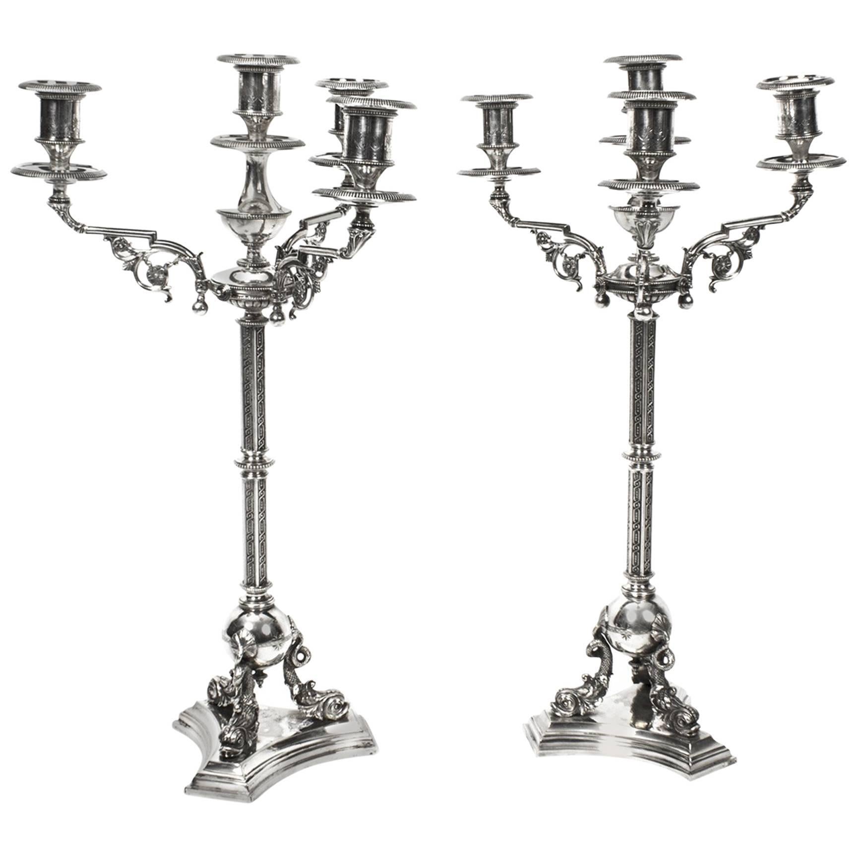 19th Century Pair of Victorian Four-Light Candelabra H Woodward
