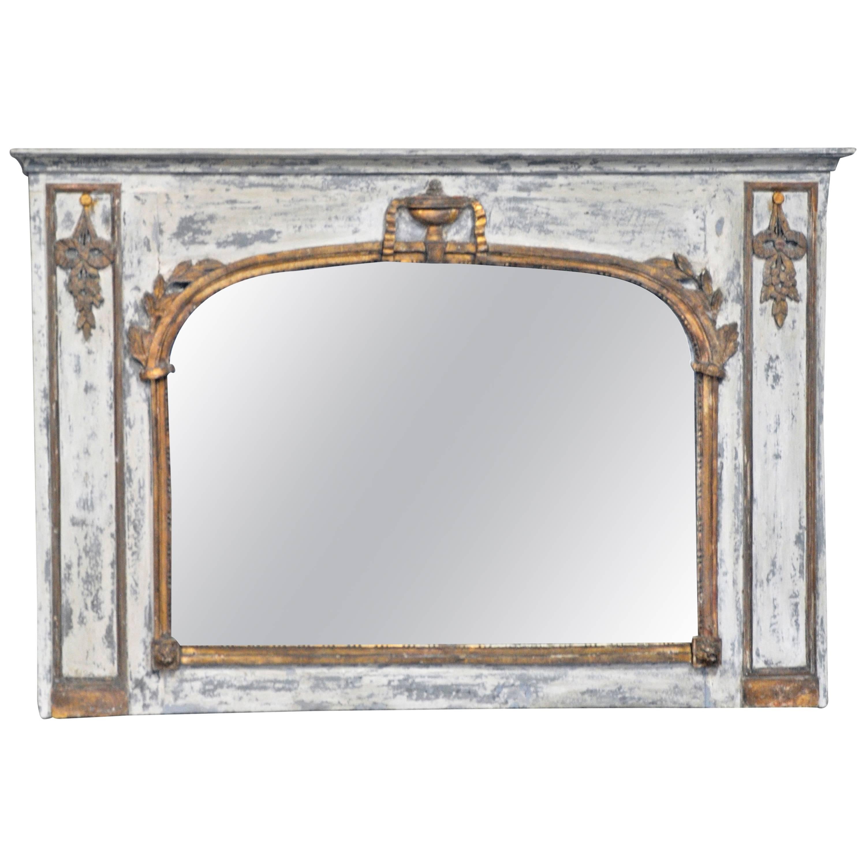 French Overmantle Mirror with Painted Finish