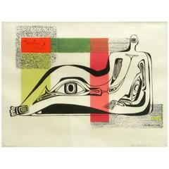 California Surrealist Dorr Bothwell, Serigraph Titled "Ideograph" 7