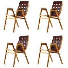 Set of Four Stacking Armchairs Designed Roland Rainer Vienna, 1950