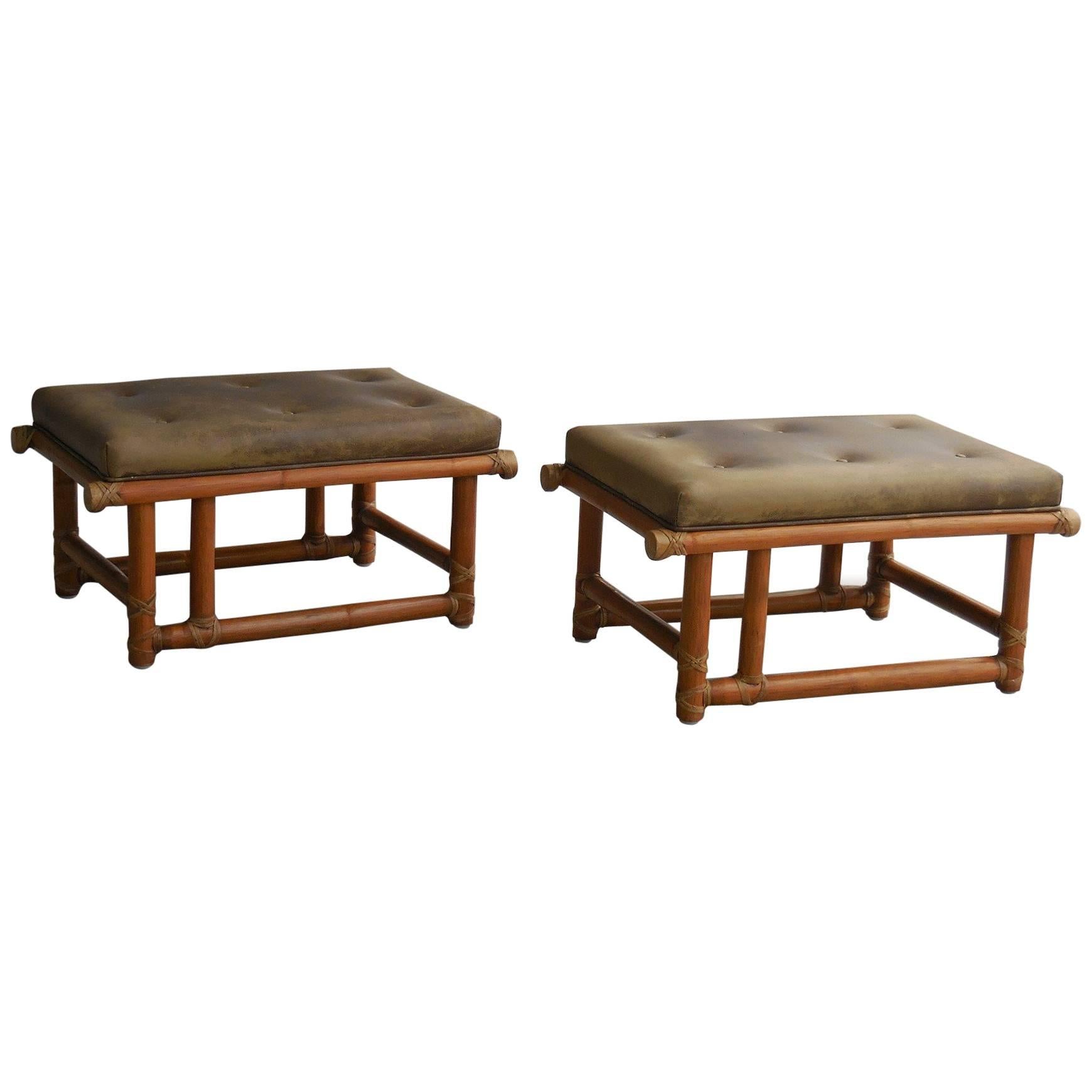 Pair of Vintage McGuire Benches or Stools