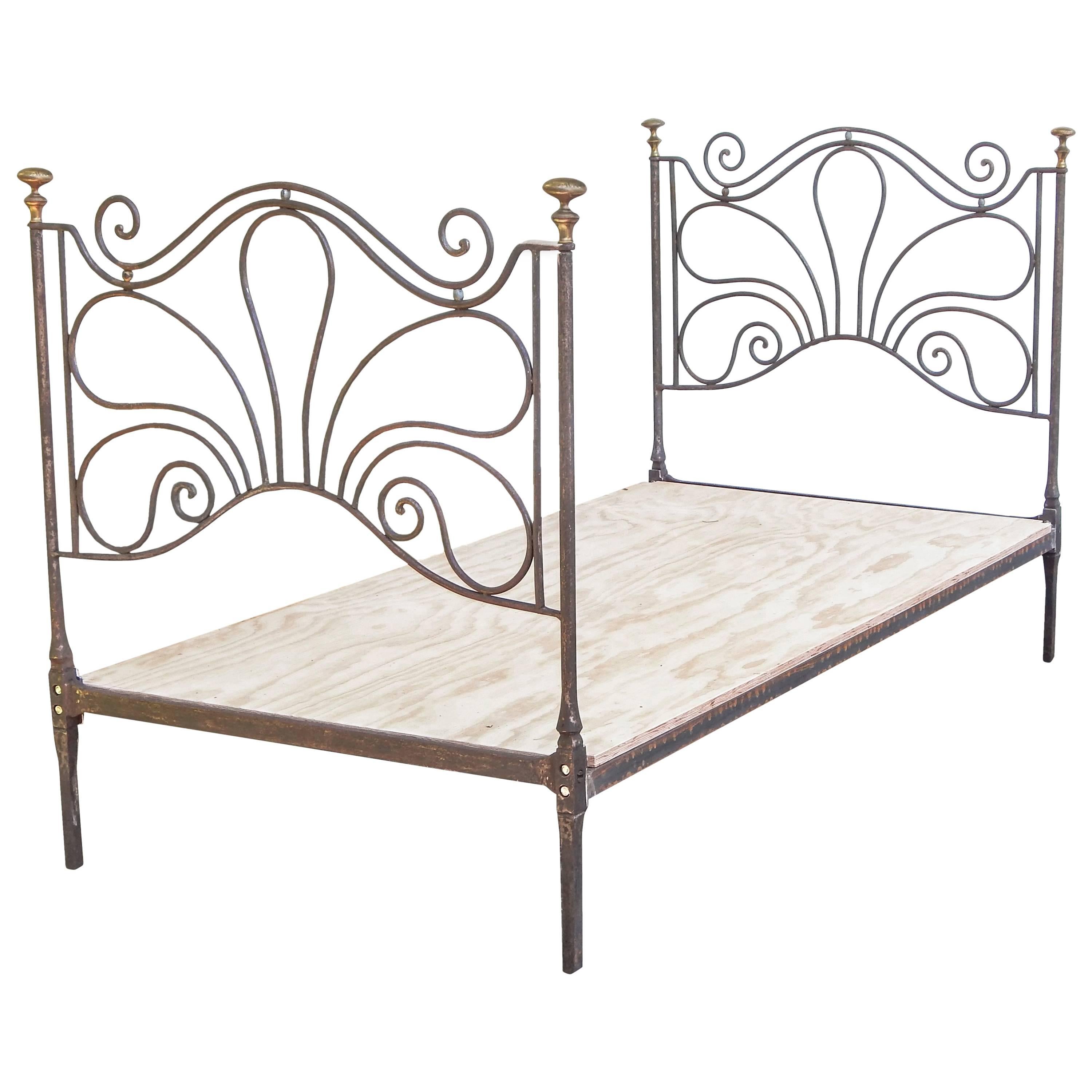 French Iron and Brass Daybed For Sale