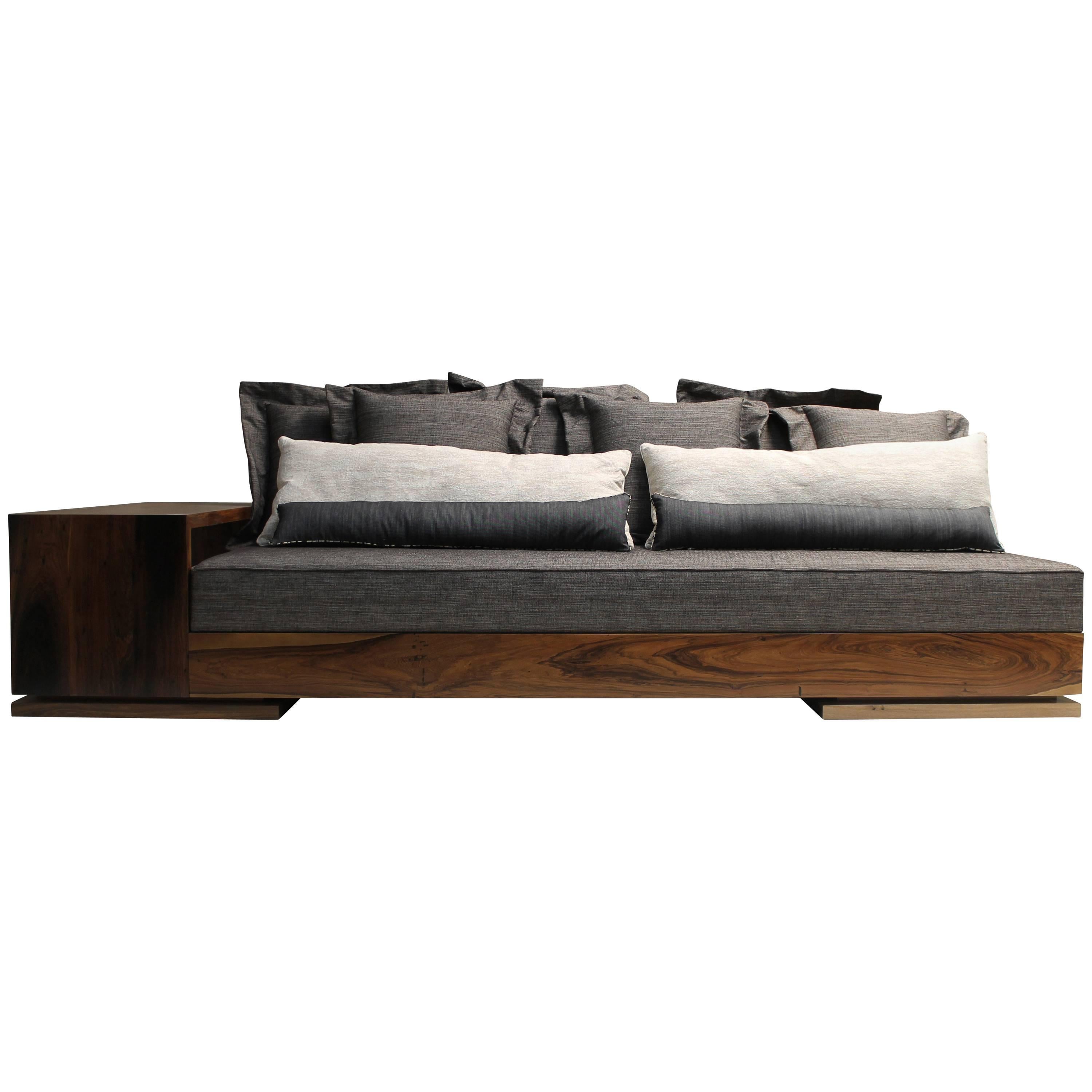 Custom Modern Sofa in Rosewood with Shelving from Costantini, Patone