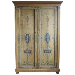 Neoclassical Armoire Cabinet with Hand-Painted Cameos 1