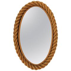 Maritime Oval Wall Mirror by Audoux Minet, France, 1950s