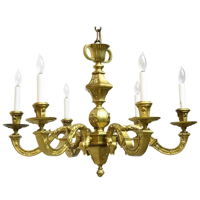 French Belle Époque Gilt Bronze Chandelier With Six Lights Circa French Belle Époque Gilt Bronze Chandelier With Six Lights Circa 1900 For