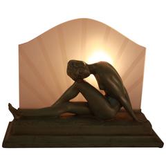 American 1930s Nude Figure Art Deco Table Lamp