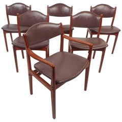 Set di sei sedie da pranzo danesi in teak della modernità di metà secolo