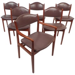 Ensemble de six chaises de salle à manger danoises en teck de style moderne du milieu du siècle dernier