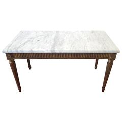 Antique Louis XVI Style Coffee Table Marble-Top