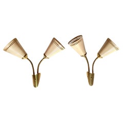 Pair ofMid Century Brass Laquered Metal Flexible Wall Sconces