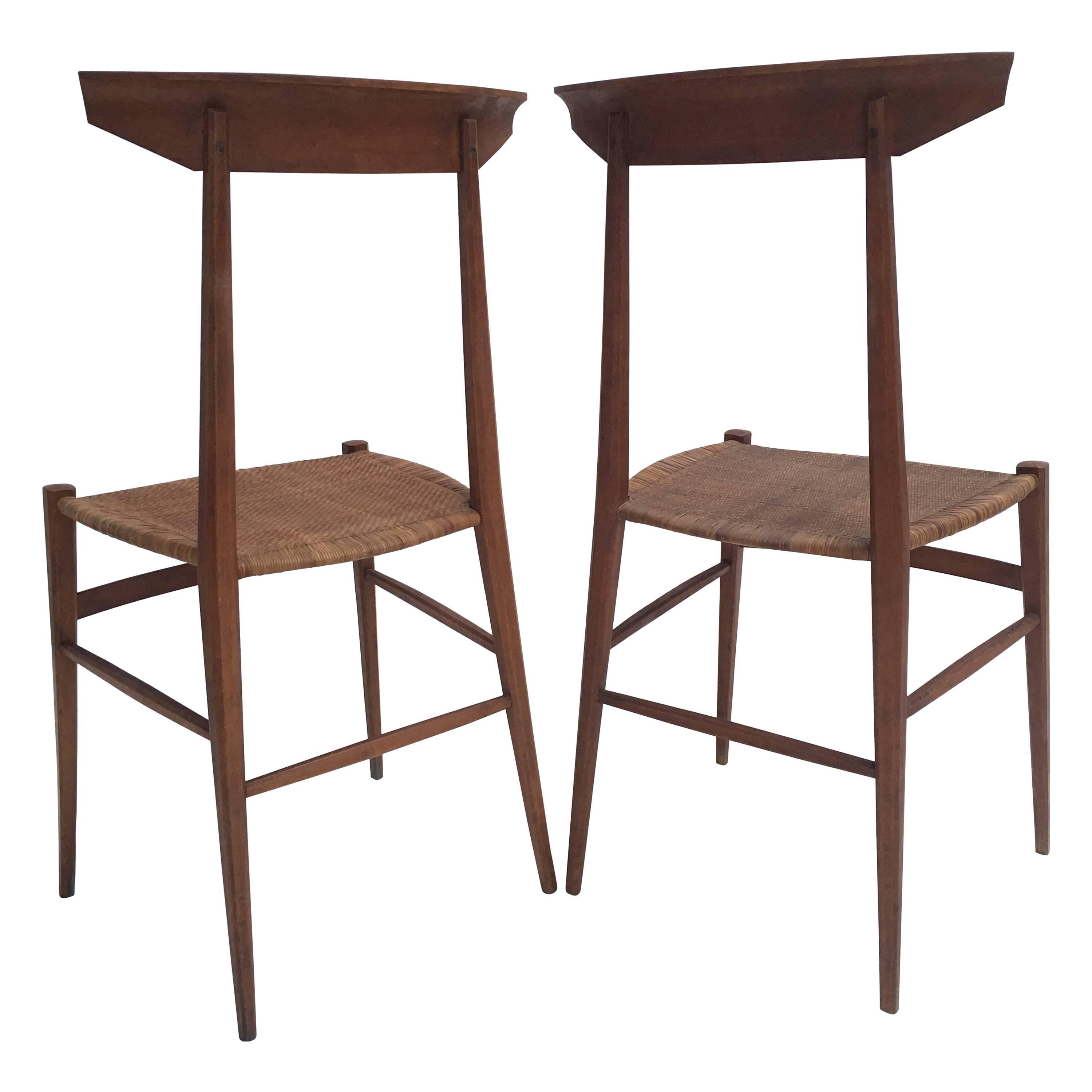 Pair of 1950s Gio Ponti Influenced Modernist Chiavari Side Chairs