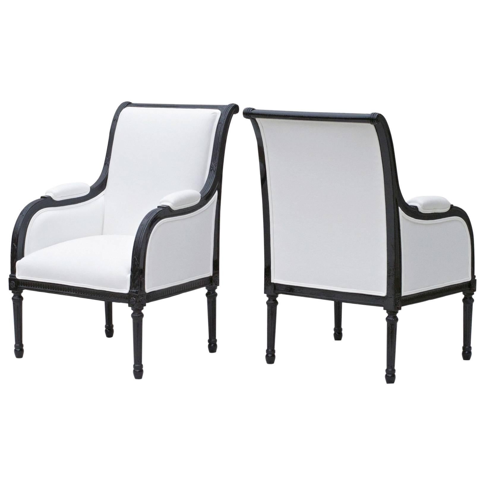 Directoire Styled Library Chairs in Black and White