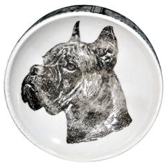 Retro Piero Fornasetti Boxer Dog Porcelain Ashtray, 1950s-1960s