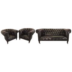 Vintage Three-Piece Chesterfield Sofa Set