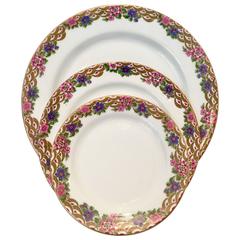 French Art Deco Limoges Porcelain & 24K Gold Dinnerware S/25 By, Jean Pouyat
