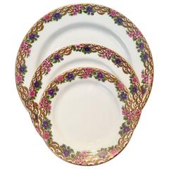 French Art Deco Limoges Porcelain & 24K Gold Dinnerware S/25 By, Jean Pouyat