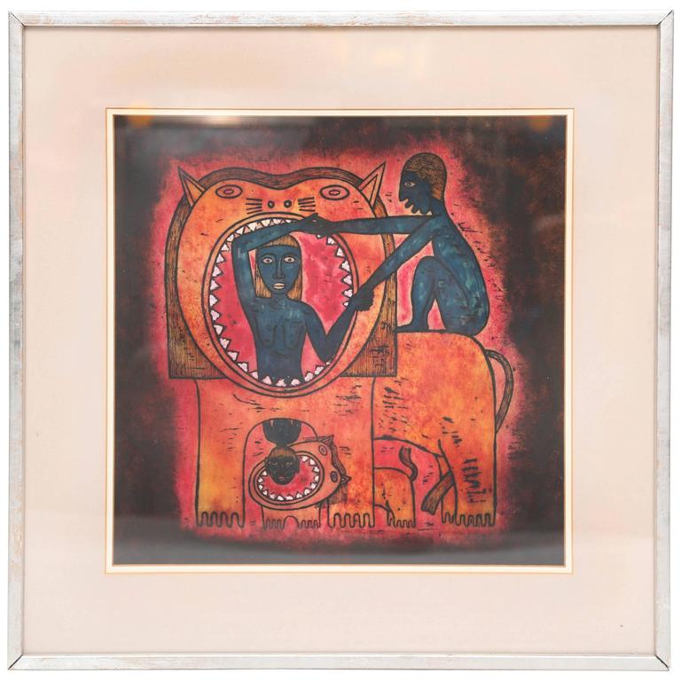 Rare Edwin Scheier Encaustic Painting at 1stDibs