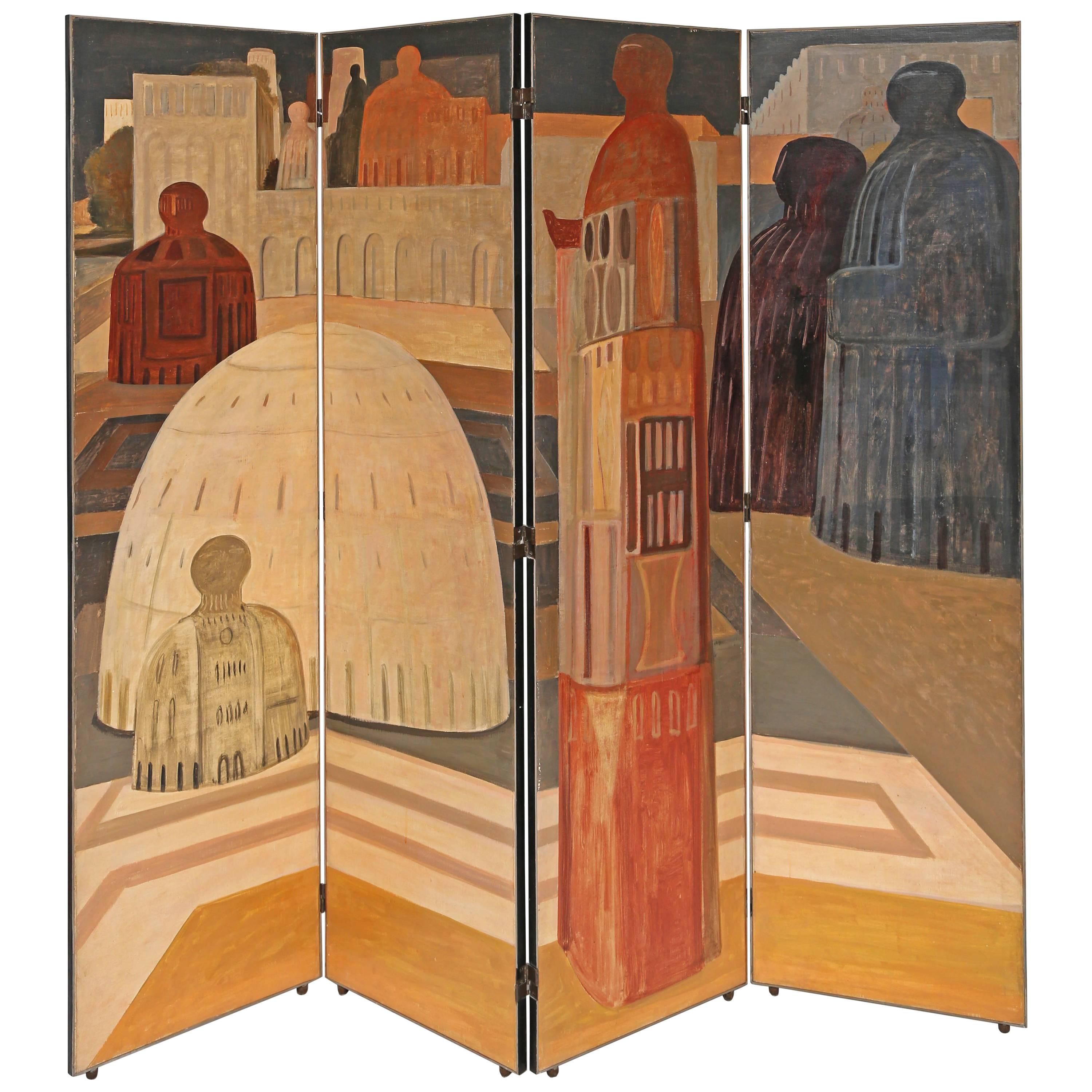 Rare Salvador Fiume Four-Panel Screen