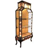 Stunning French Art Deco Bronze, Glass, Marble Carved Wood Vitrine-Display Case