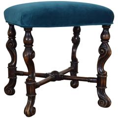 Italian Baroque Style Carved Walnut and Upholstered Bench, 19th Century 8