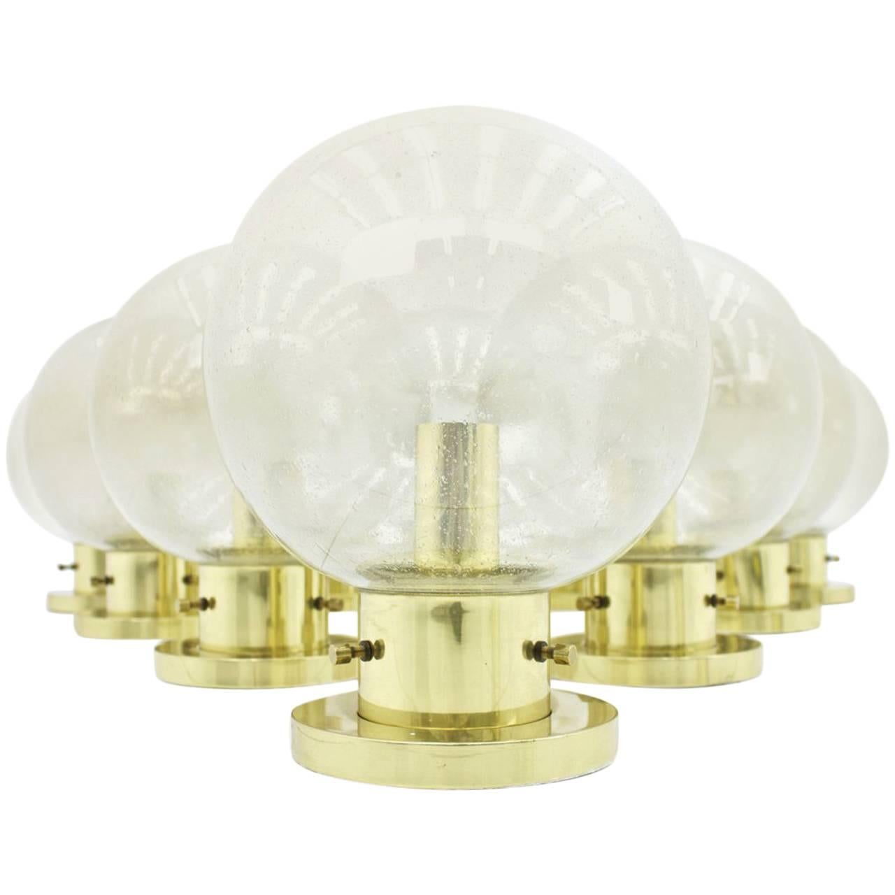 Vintage Wall Lights in Glass and Brass by Limburg 1960s For Sale