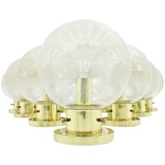 One of Ten Glass and Brass Flush Mount Globe Lights or Wall Sconces by Limburg 2