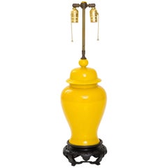 Vibrant Asian Style Yellow Ceramic Table Lamp