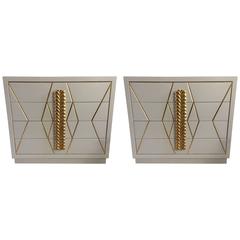 Retro Pair of Hollywood Regency Grosfeld House White Lacquer