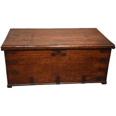 Antique Campaign Solid Padouk and Iron Bound Seafarers Trunk
